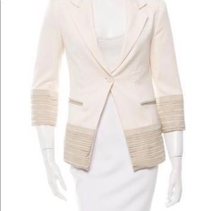 Elizabeth & James leather trim cream wool blazer 8